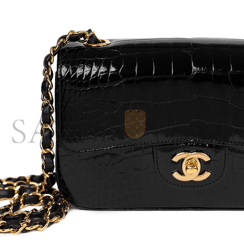 Ch**el MASTER MINI ALLIGATOR FLAP BAG IN BLACK (20*12*6cm)
